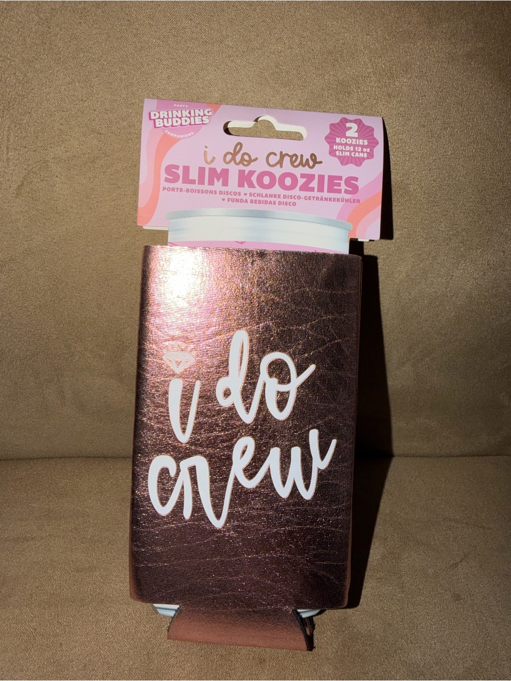Drinking Buddies "I Do Crew" Slim Koozies - Rose Gold